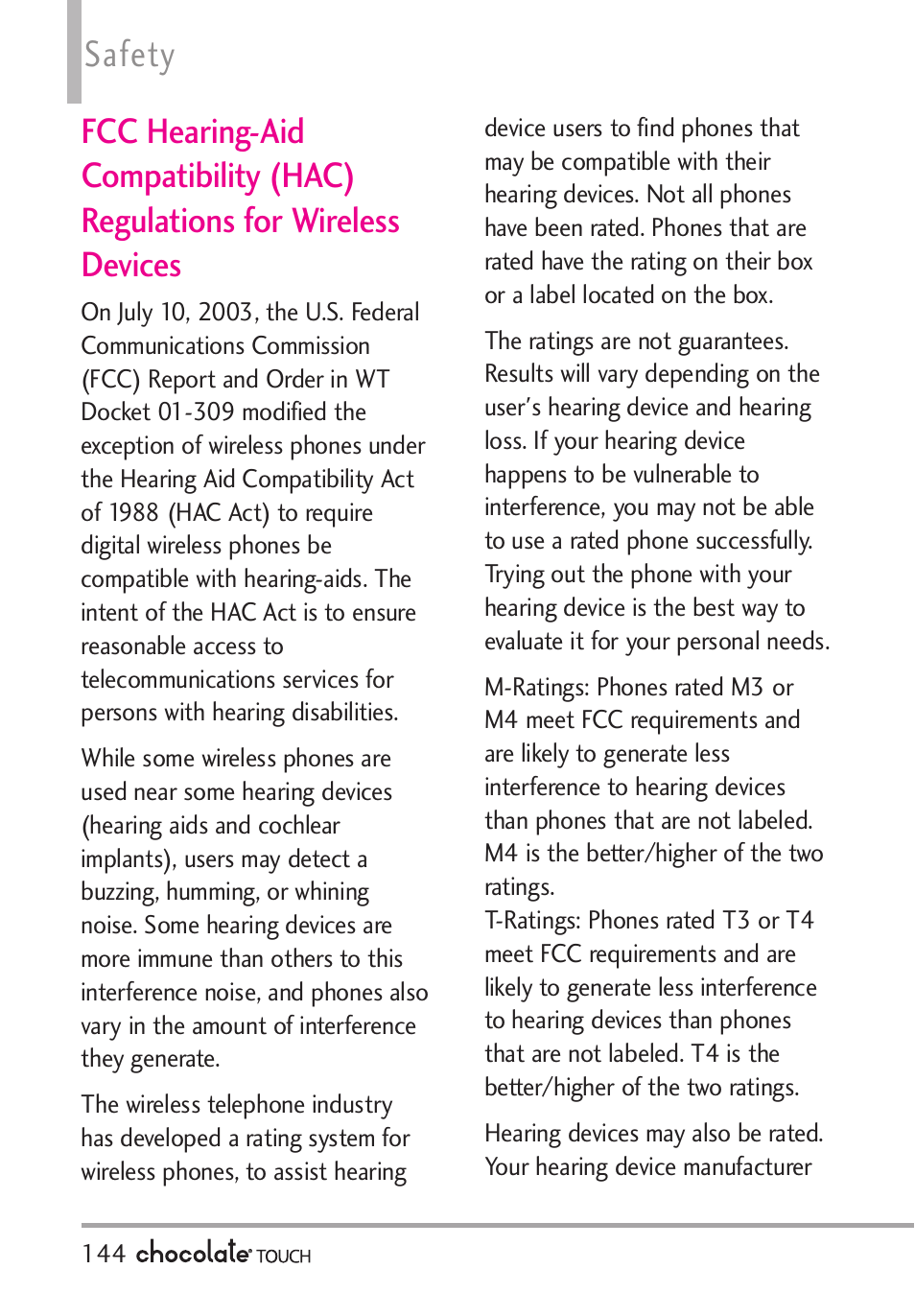 Safety | LG LGVX8575 User Manual | Page 146 / 160