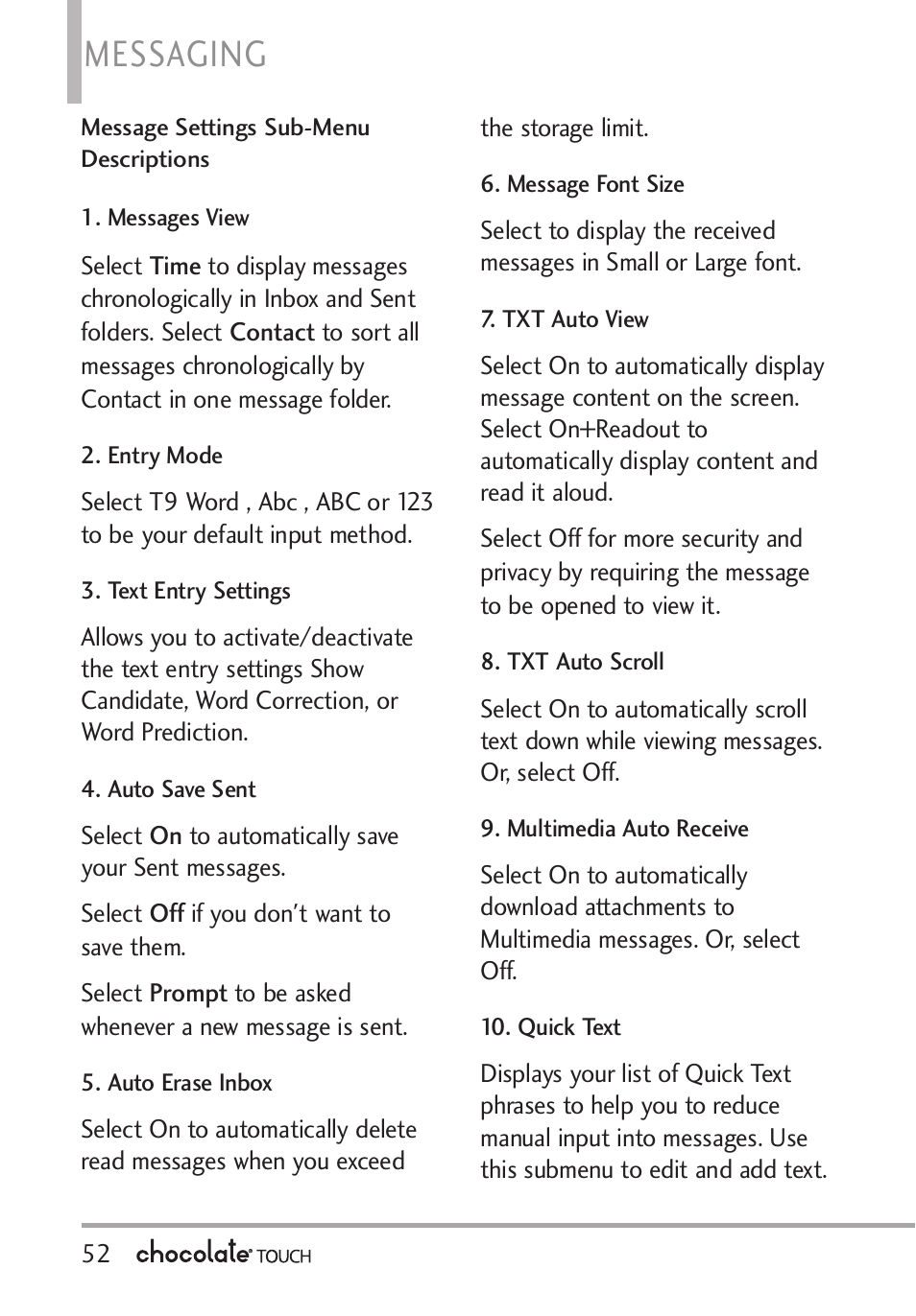 Messaging | LG LGVX8575 User Manual | Page 54 / 160
