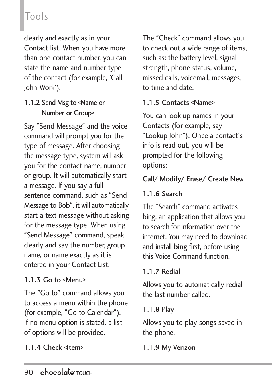 Tools | LG LGVX8575 User Manual | Page 92 / 160