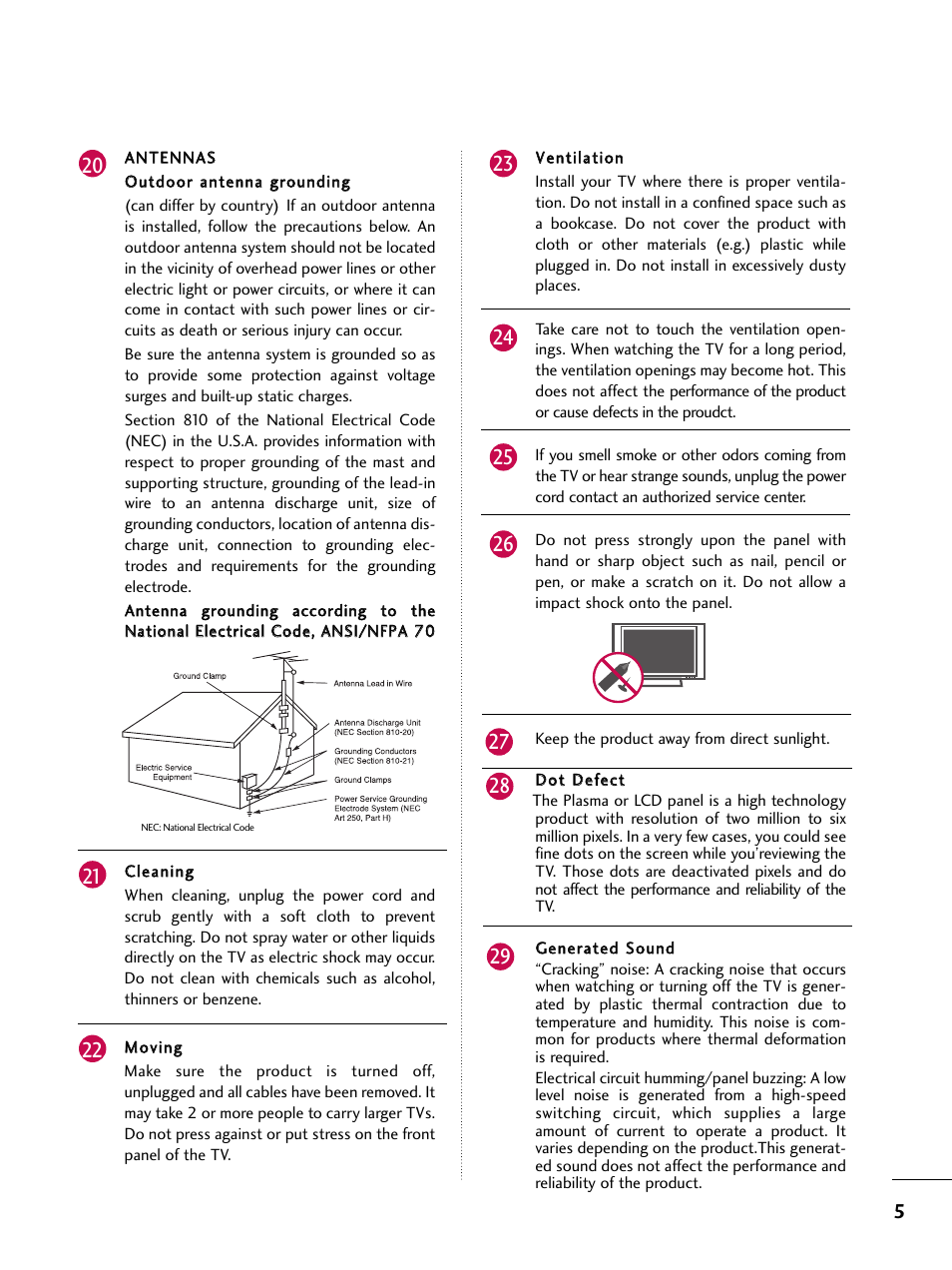 LG 50PT350C User Manual | Page 5 / 124