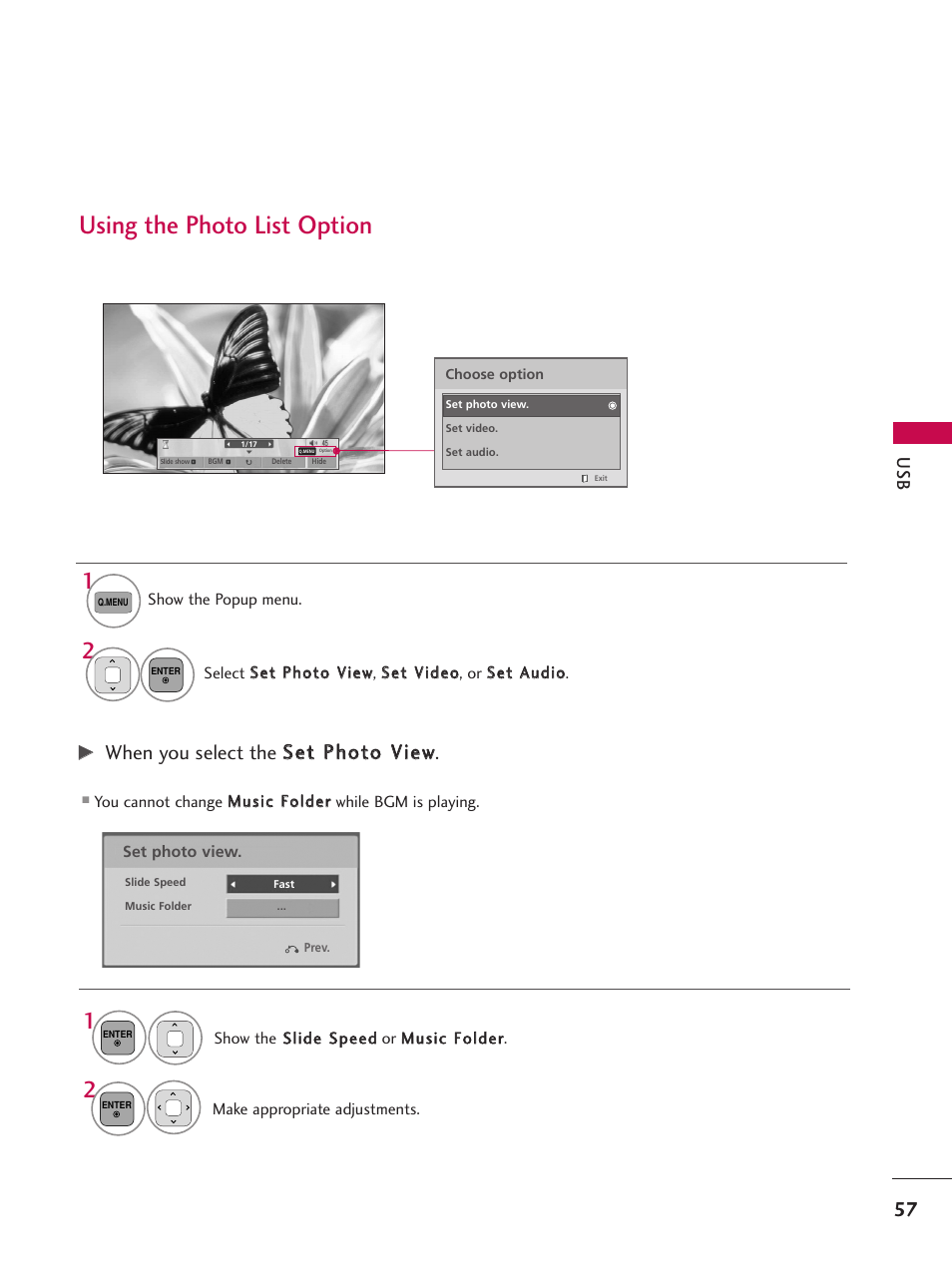 Using the photo list option | LG 50PT350C User Manual | Page 57 / 124