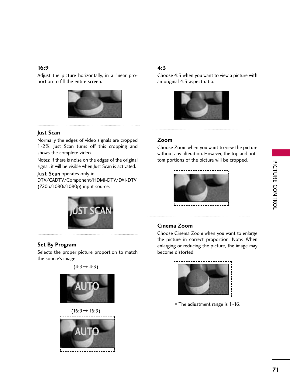 Auto, Just scan | LG 50PT350C User Manual | Page 71 / 124