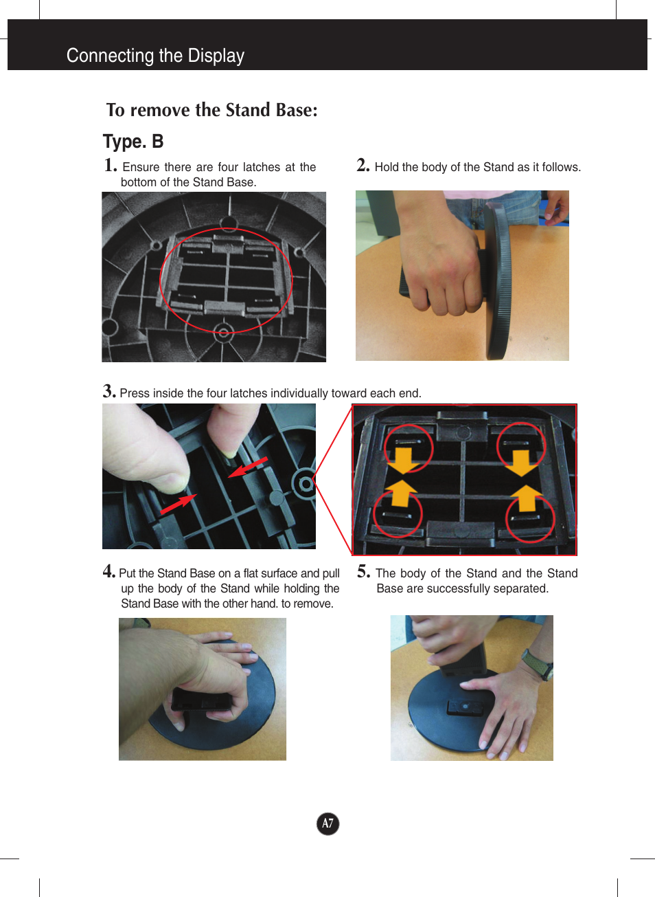 Connecting the display, Type. b 3 | LG L204WT-BF User Manual | Page 8 / 32