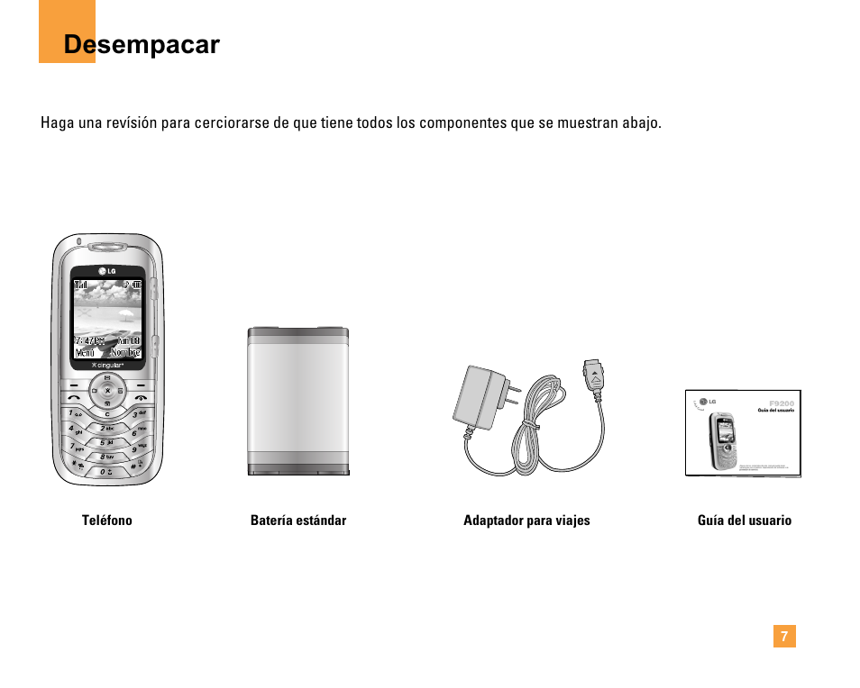 Desempacar | LG F9200 User Manual | Page 113 / 214