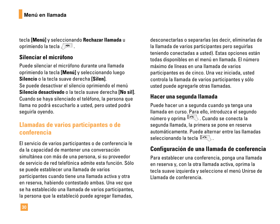 Llamadas de varios participantes o de conferencia | LG F9200 User Manual | Page 136 / 214