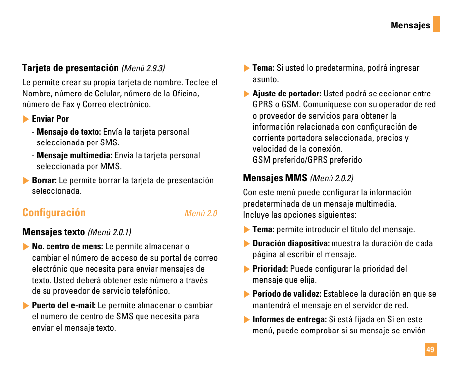 Configuración | LG F9200 User Manual | Page 155 / 214