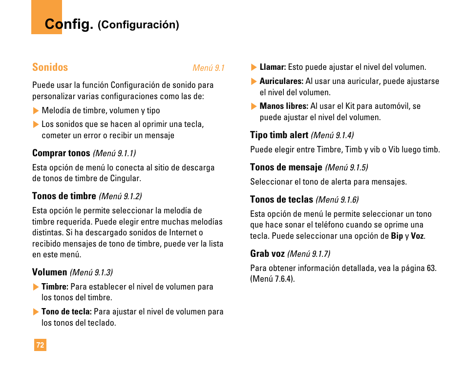 Config, Configuración) sonidos | LG F9200 User Manual | Page 178 / 214