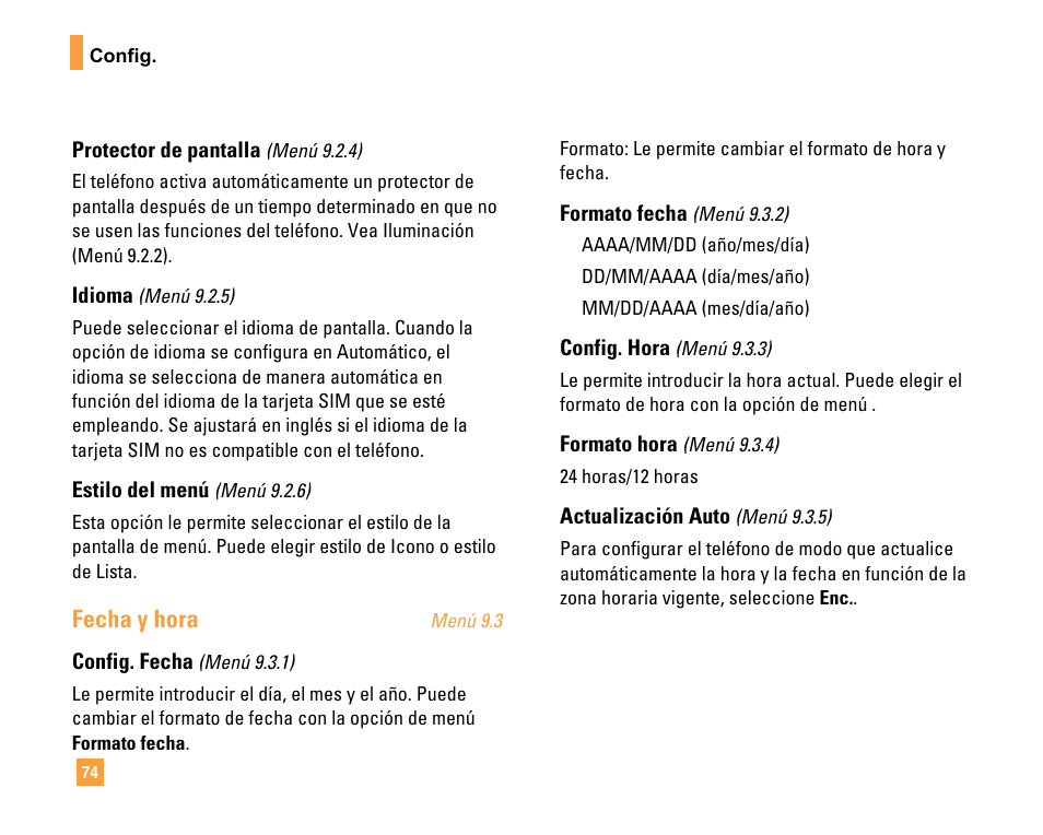 Fecha y hora | LG F9200 User Manual | Page 180 / 214