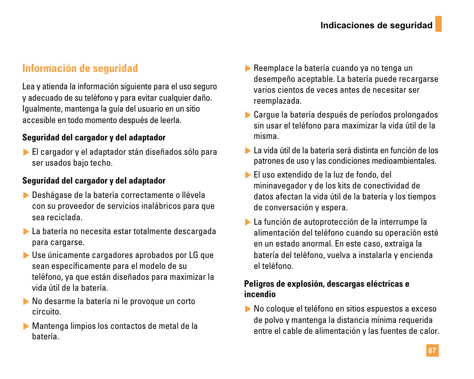 Información de seguridad | LG F9200 User Manual | Page 193 / 214