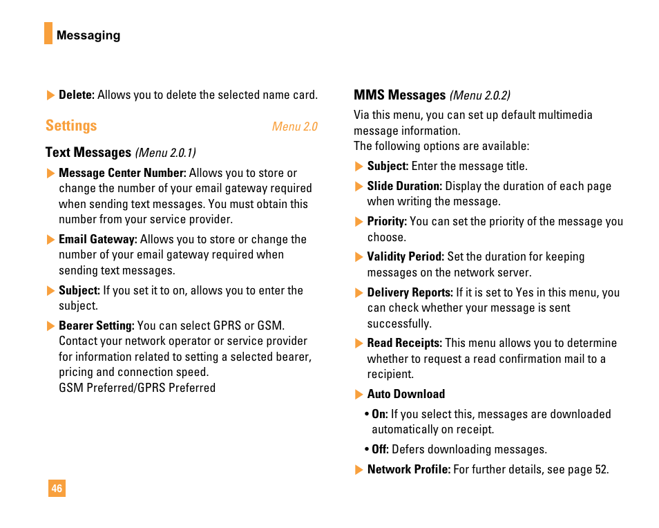 Settings | LG F9200 User Manual | Page 50 / 214