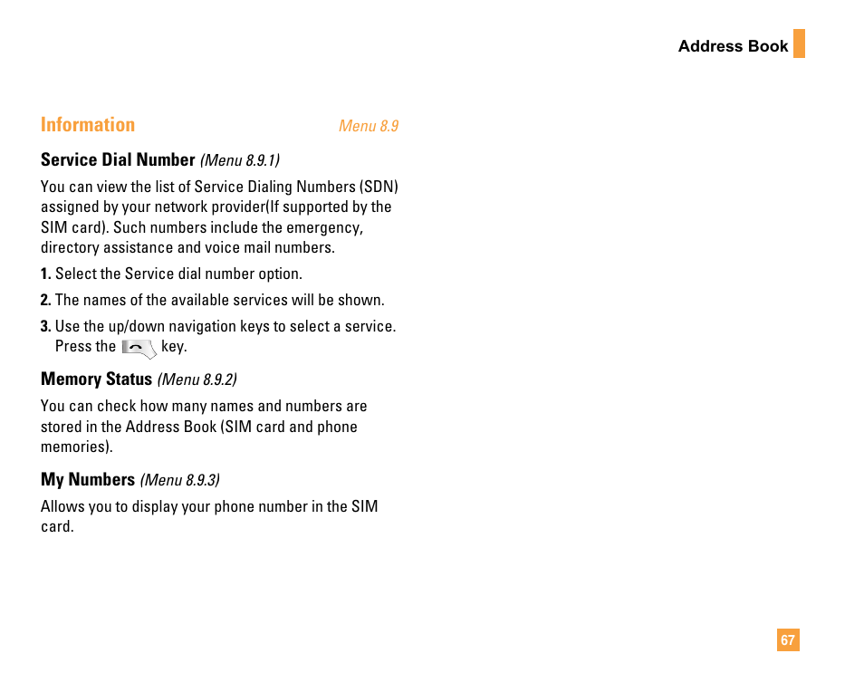 Information | LG F9200 User Manual | Page 71 / 214