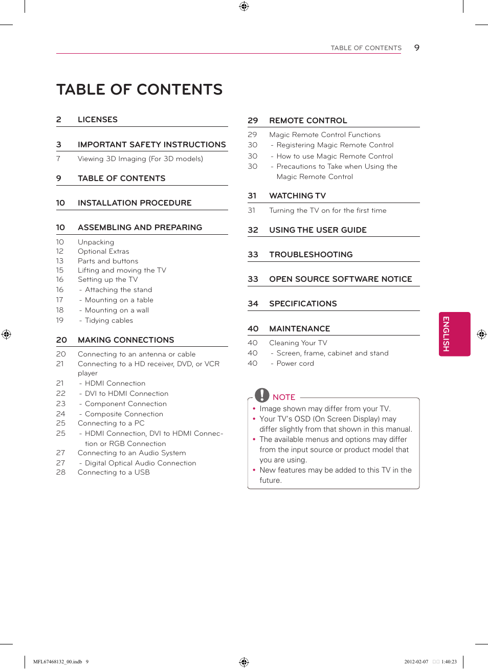 LG 60LM7200 User Manual | Page 9 / 44