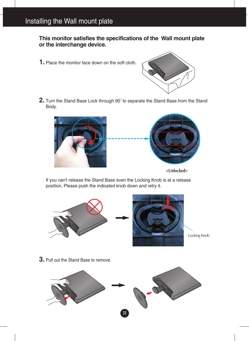 Installing the wall mount plate | LG W2043TE-PF User Manual | Page 32 / 34