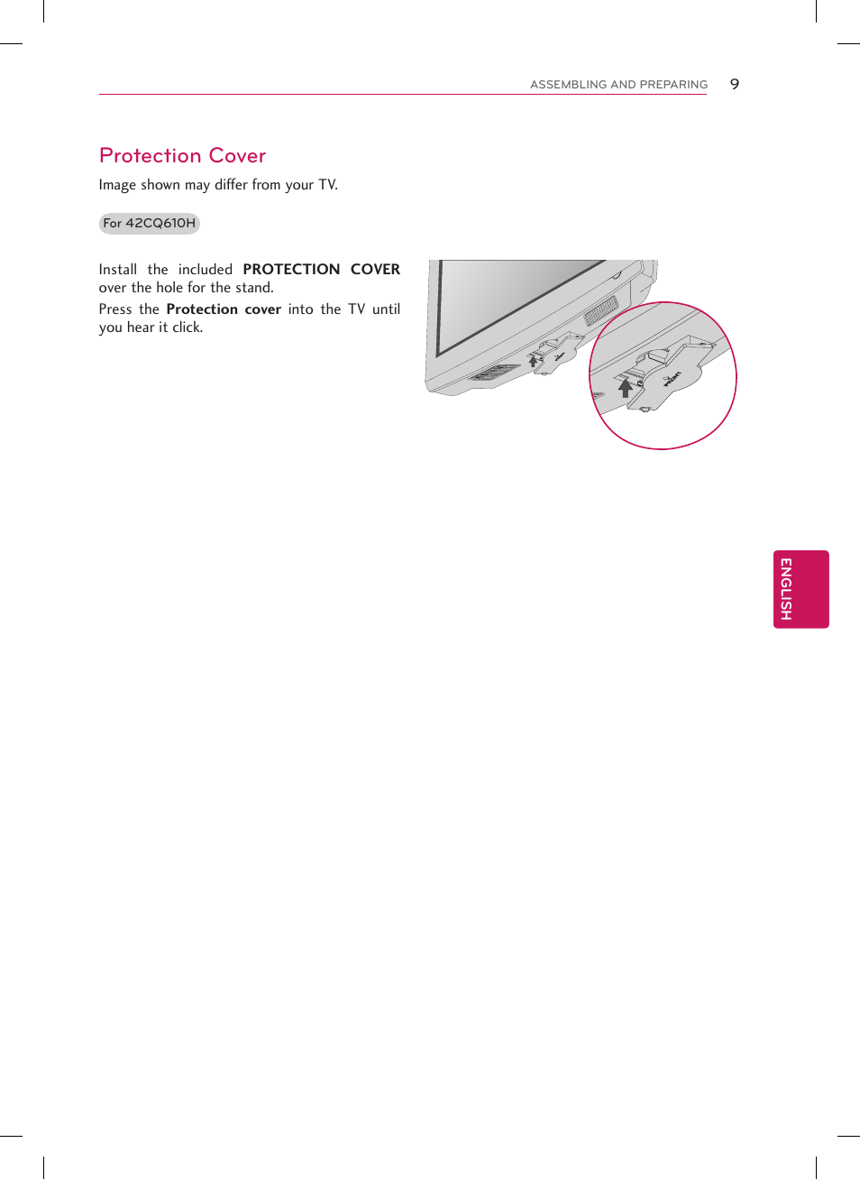 Protection cover | LG 42CQ610H User Manual | Page 9 / 20