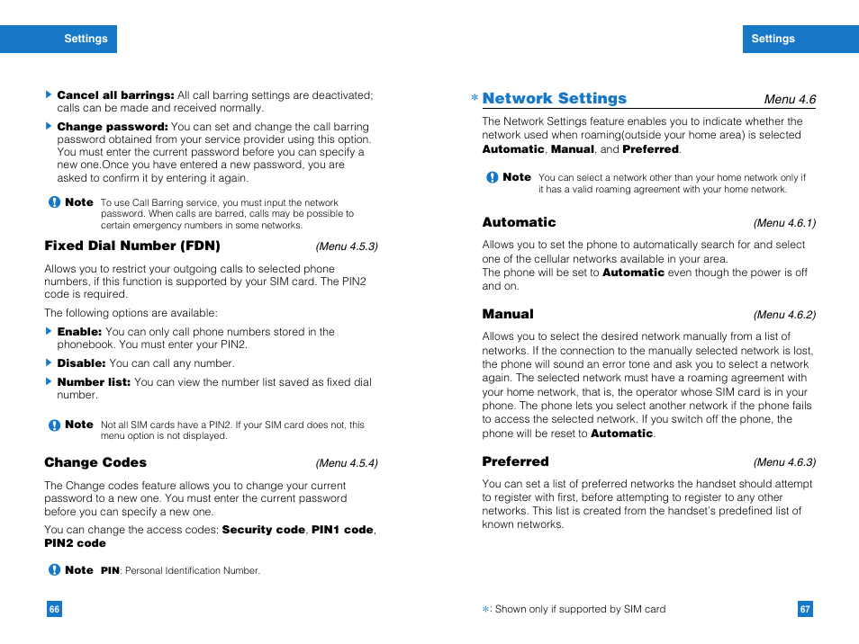 Network settings | LG G4050 User Manual | Page 35 / 63