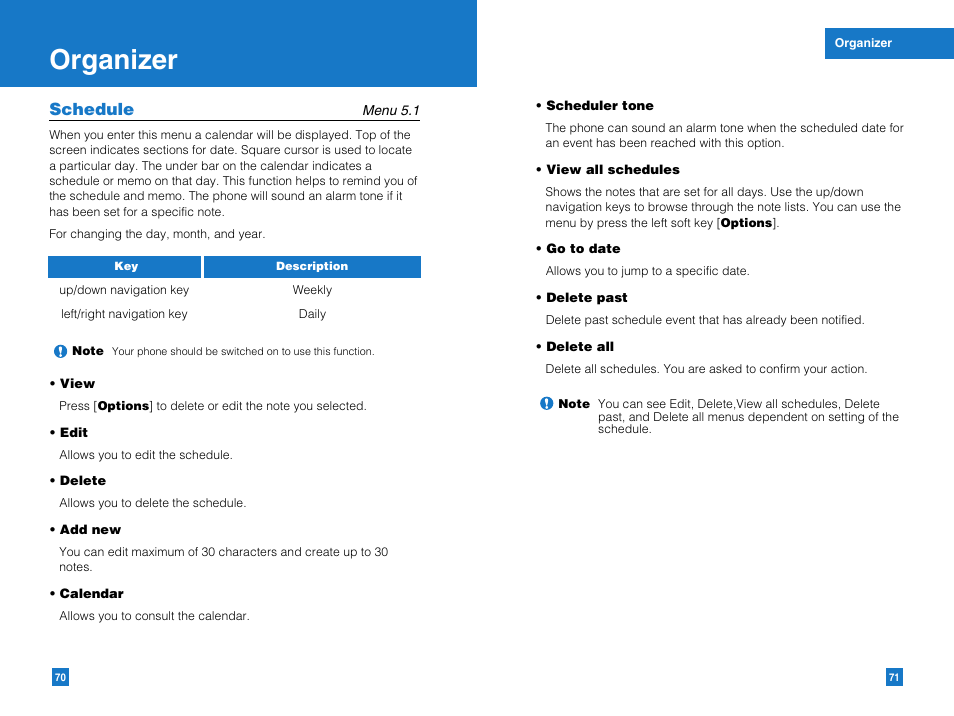 Organizer | LG G4050 User Manual | Page 37 / 63