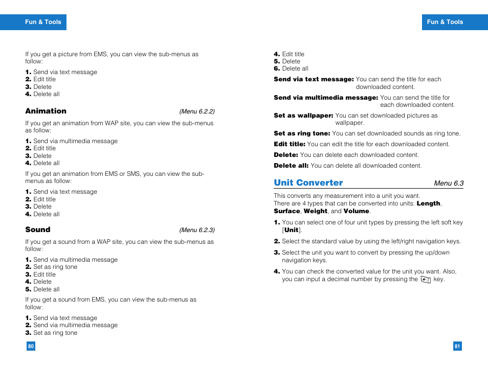 Unit converter | LG G4050 User Manual | Page 42 / 63