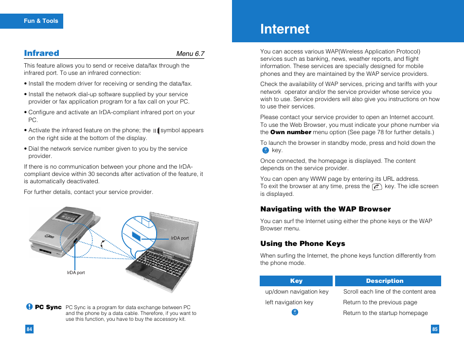 Internet, Infrared | LG G4050 User Manual | Page 44 / 63