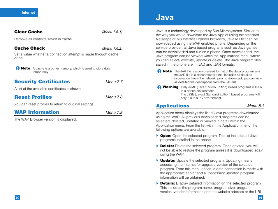 Java | LG G4050 User Manual | Page 47 / 63