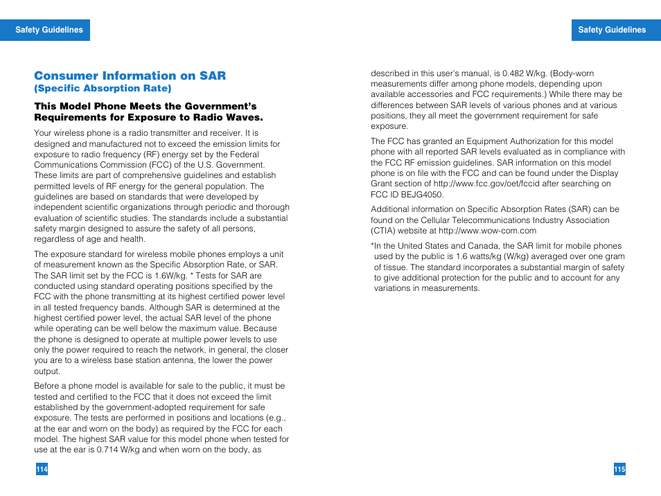 Consumer information on sar | LG G4050 User Manual | Page 59 / 63