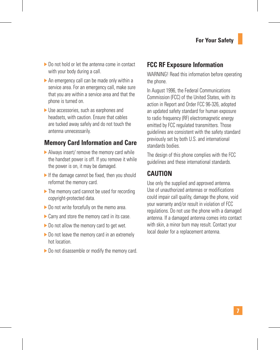 Fcc rf exposure information, Caution | LG GT365GO User Manual | Page 11 / 202