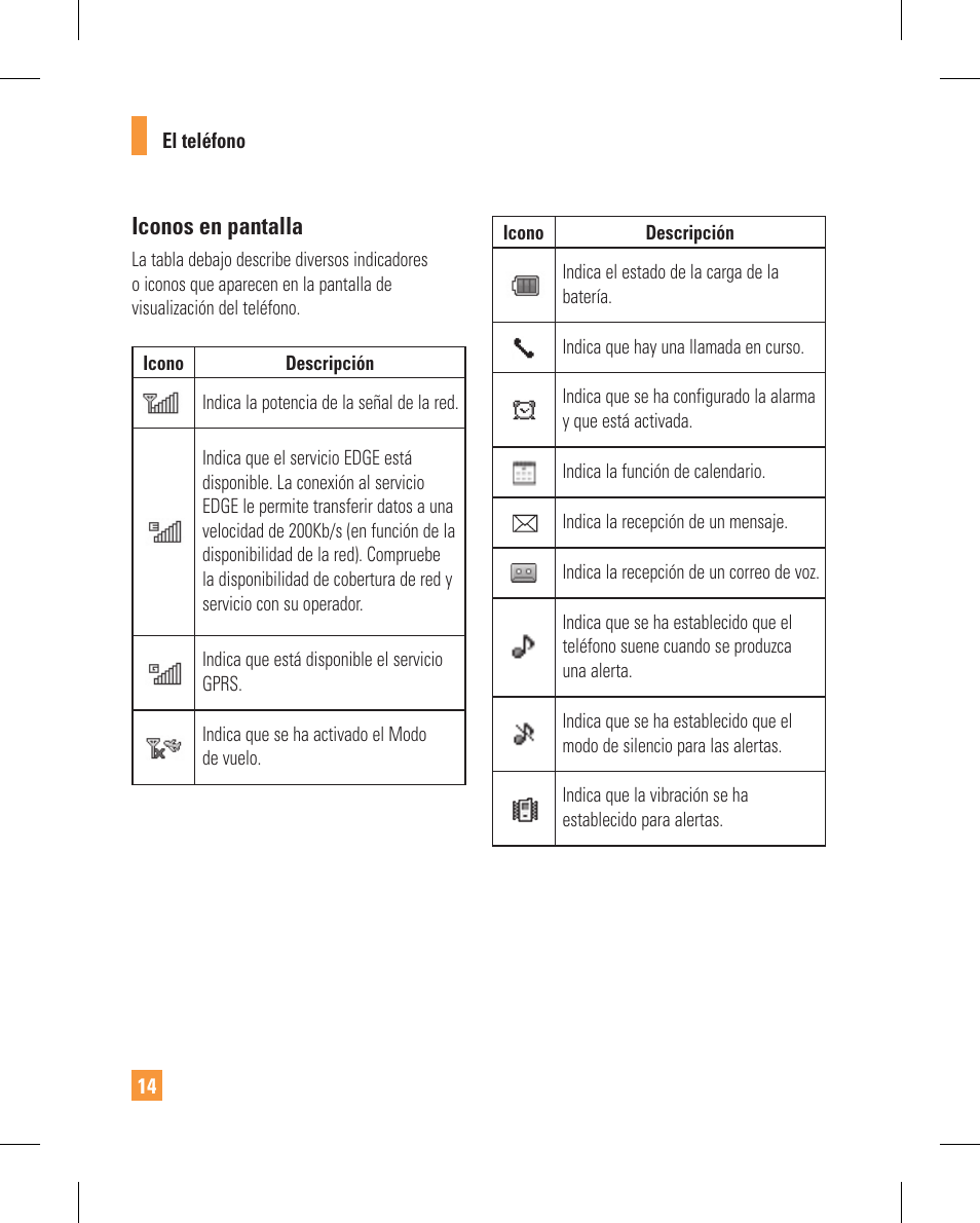 Iconos en pantalla | LG GT365GO User Manual | Page 118 / 202