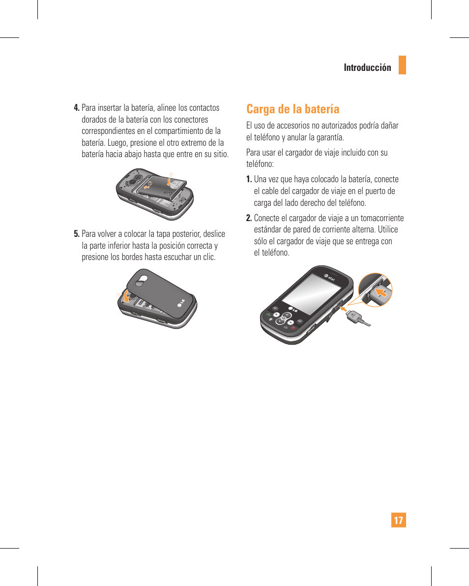 Carga de la batería | LG GT365GO User Manual | Page 121 / 202