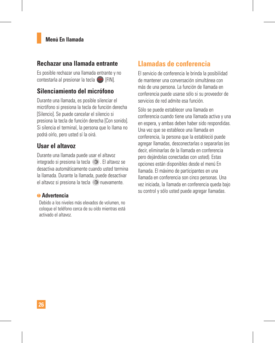 Llamadas de conferencia | LG GT365GO User Manual | Page 130 / 202