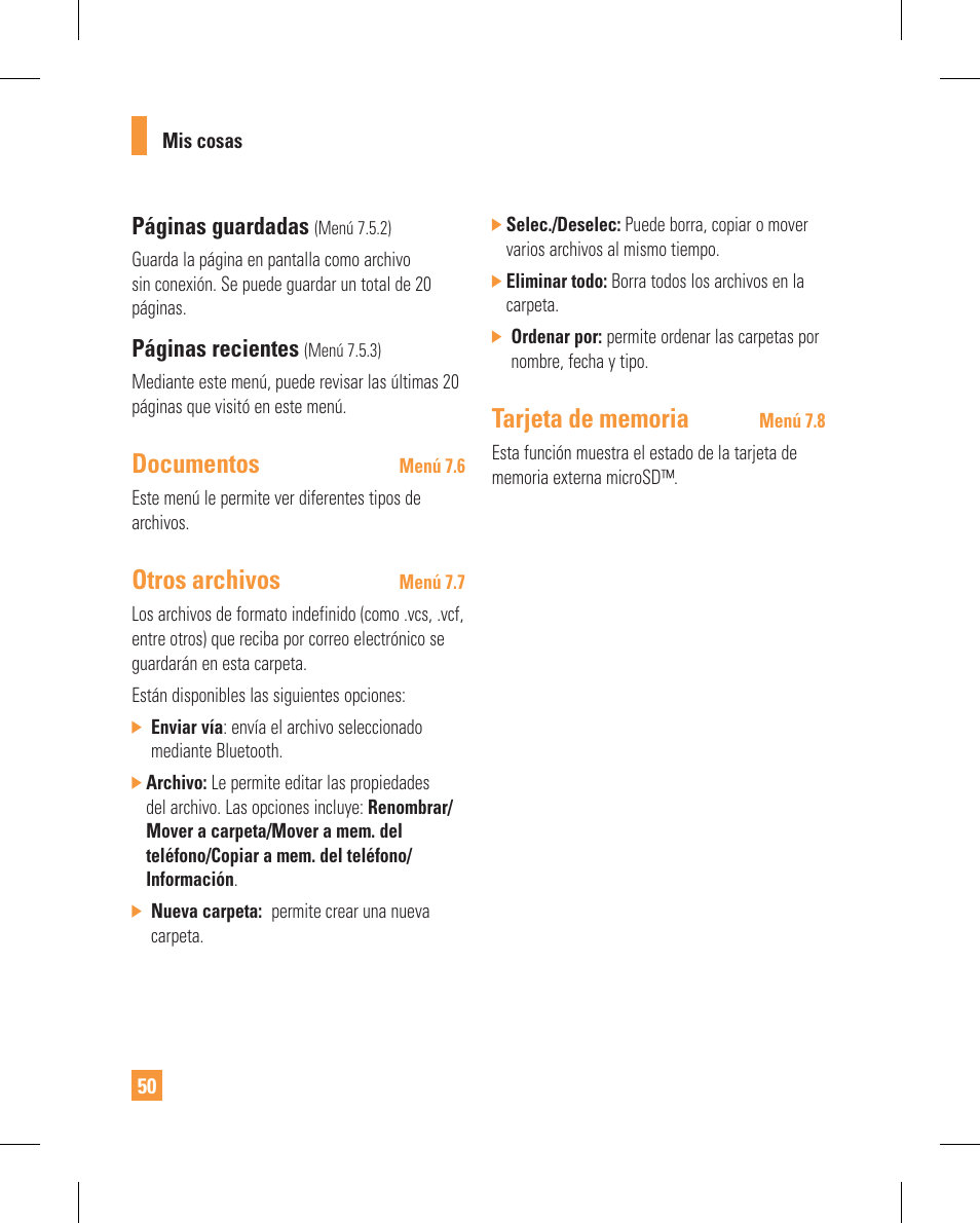 Documentos, Otros archivos | LG GT365GO User Manual | Page 154 / 202