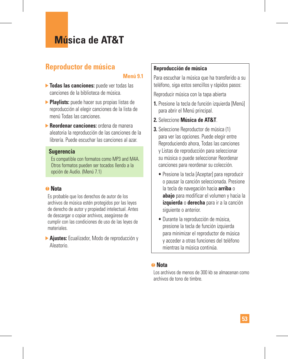 Música de at&t, Reproductor de música | LG GT365GO User Manual | Page 157 / 202