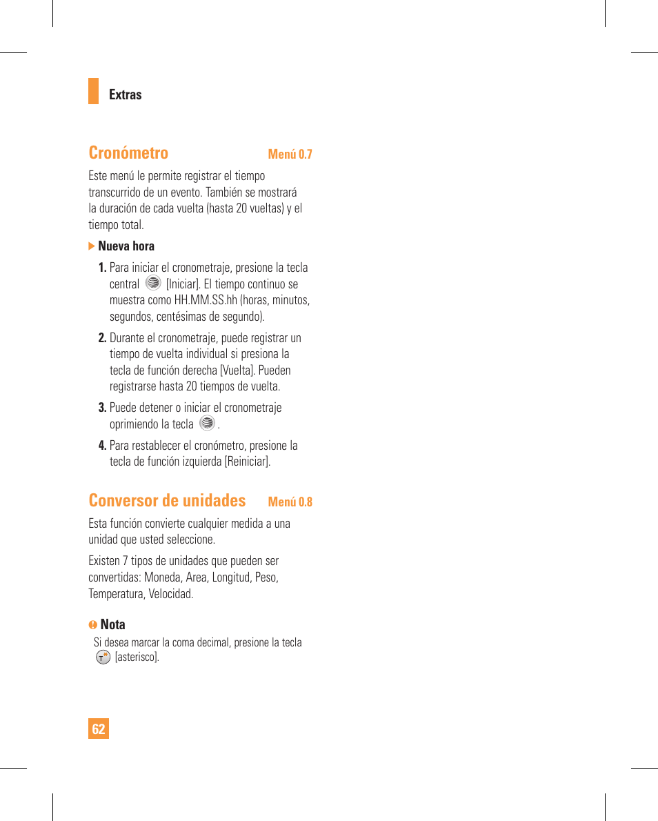 Cronómetro, Conversor de unidades | LG GT365GO User Manual | Page 166 / 202