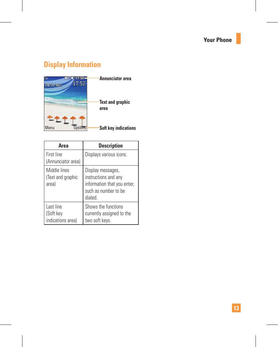 Display information | LG GT365GO User Manual | Page 17 / 202