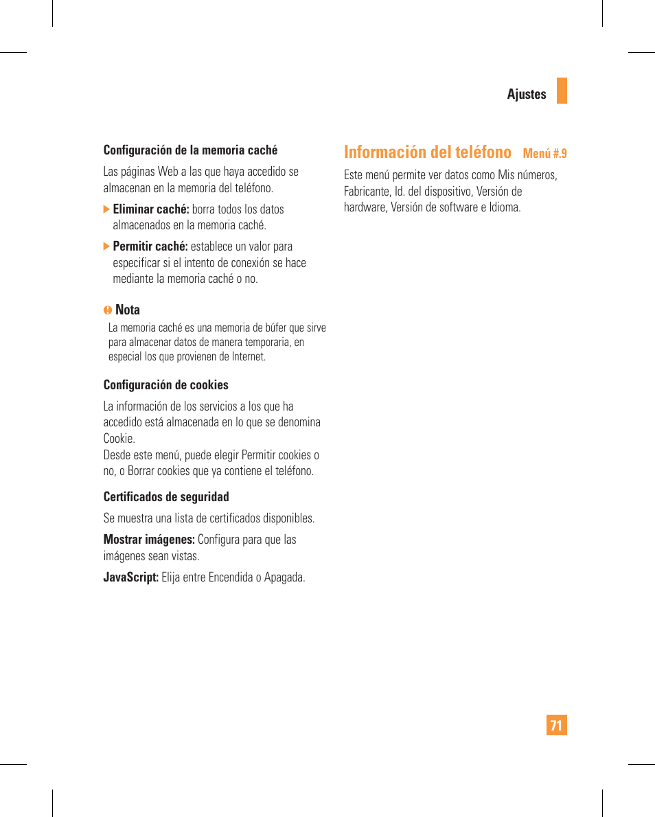Información del teléfono | LG GT365GO User Manual | Page 175 / 202