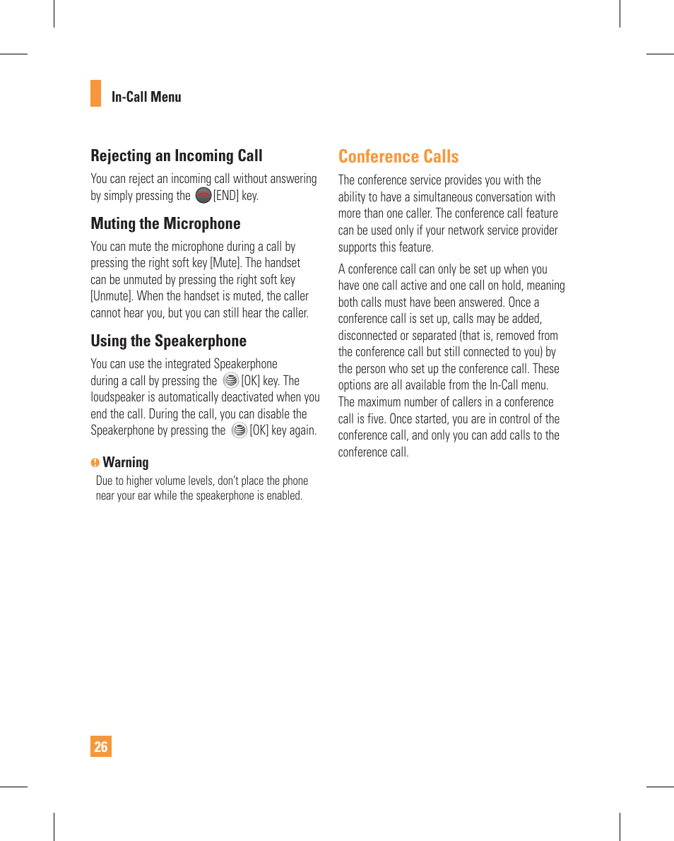 Conference calls | LG GT365GO User Manual | Page 30 / 202