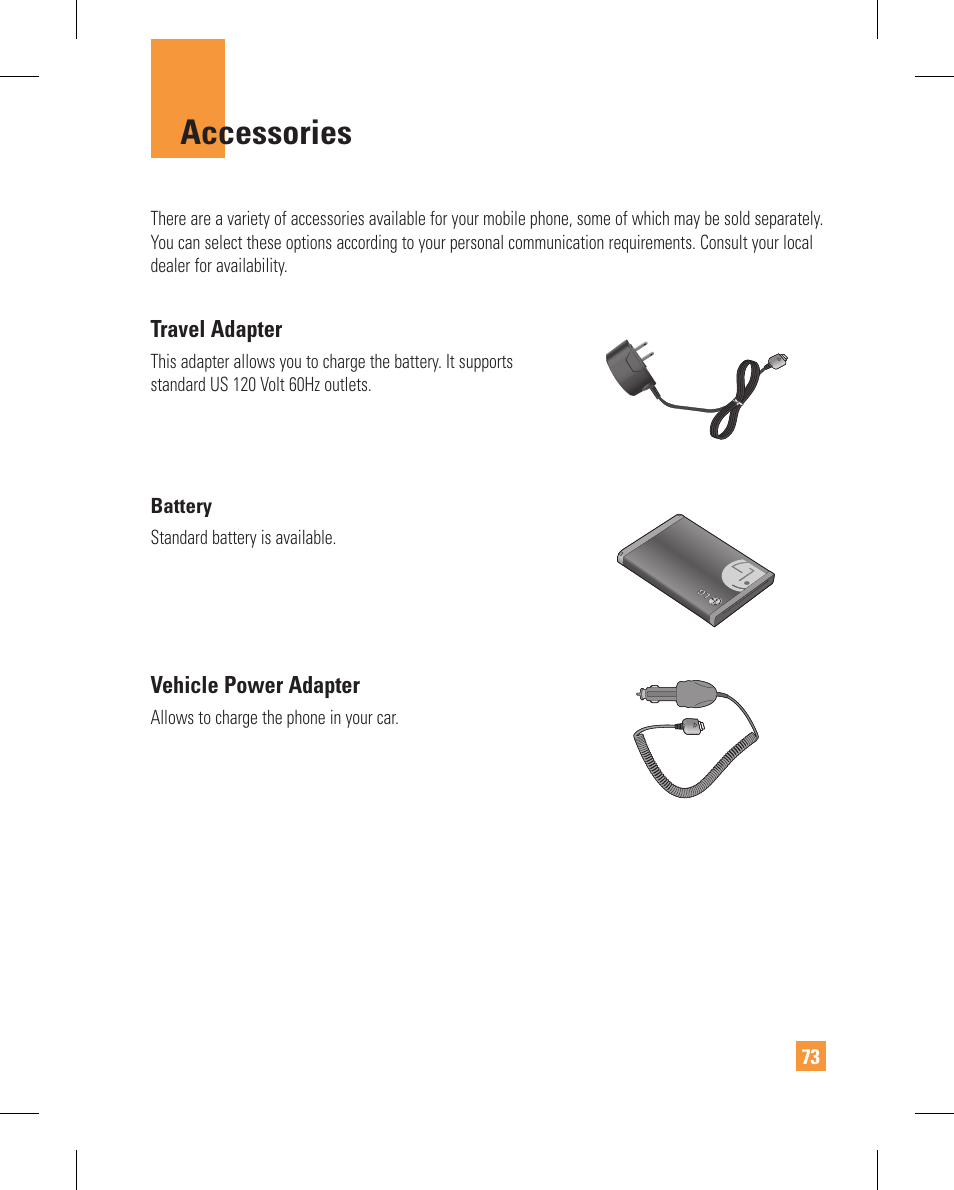 Accessories | LG GT365GO User Manual | Page 77 / 202