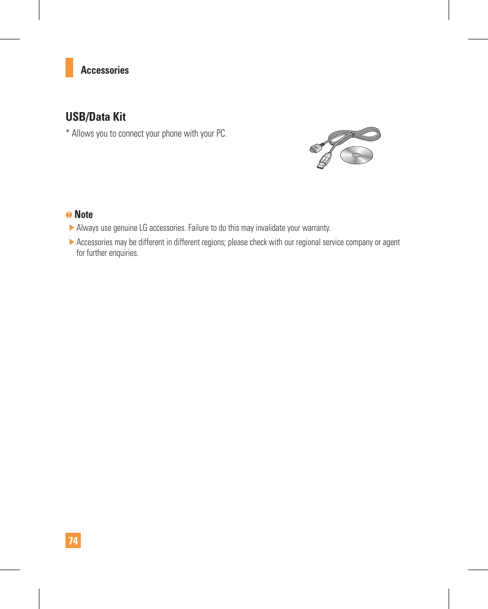 Usb/data kit | LG GT365GO User Manual | Page 78 / 202