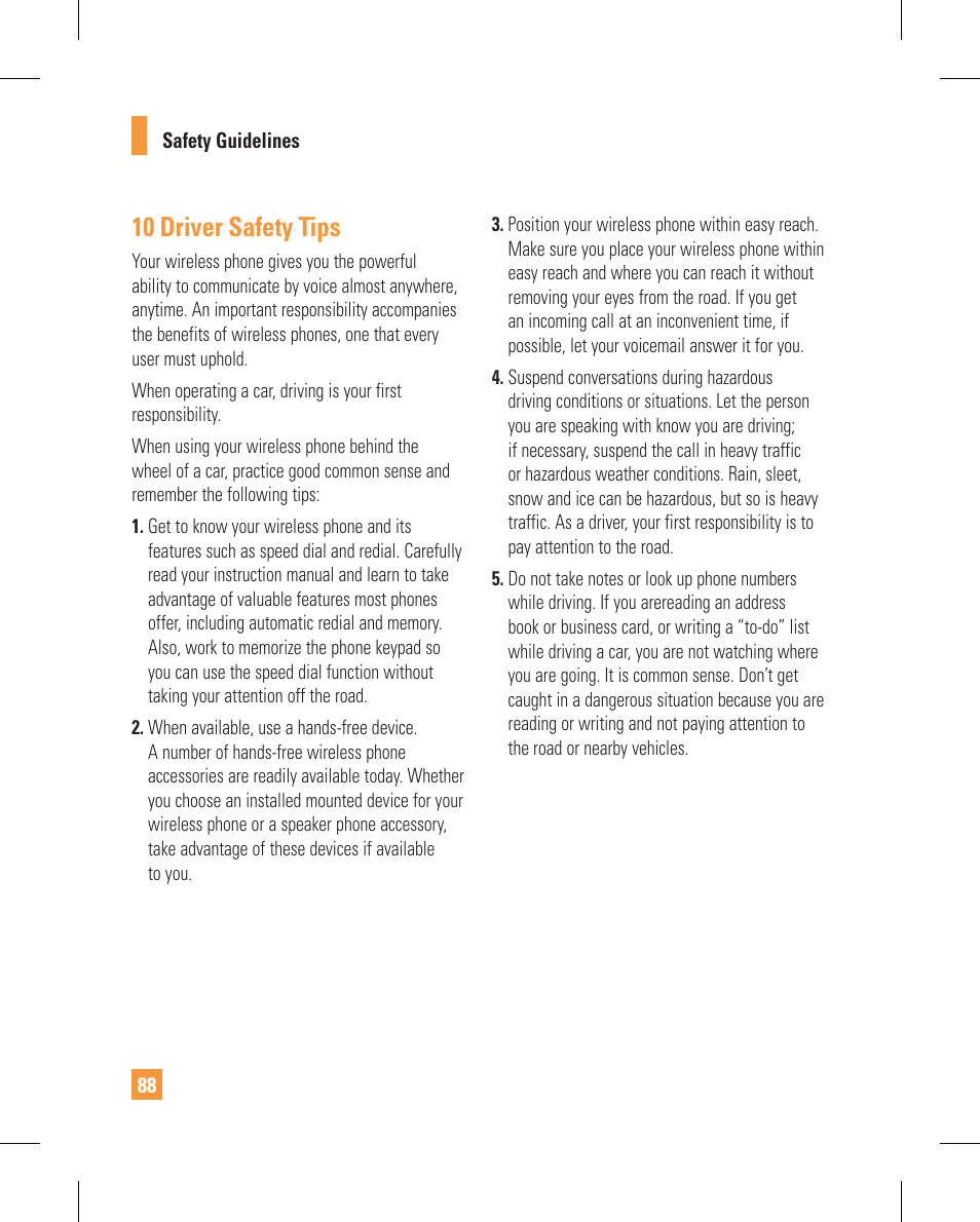 10 driver safety tips | LG GT365GO User Manual | Page 92 / 202