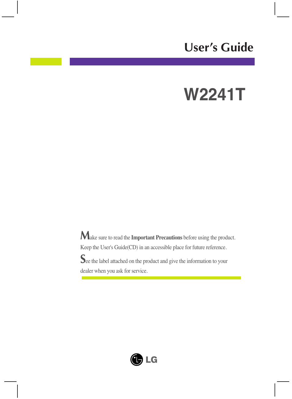 LG W2241T-PF User Manual | 23 pages