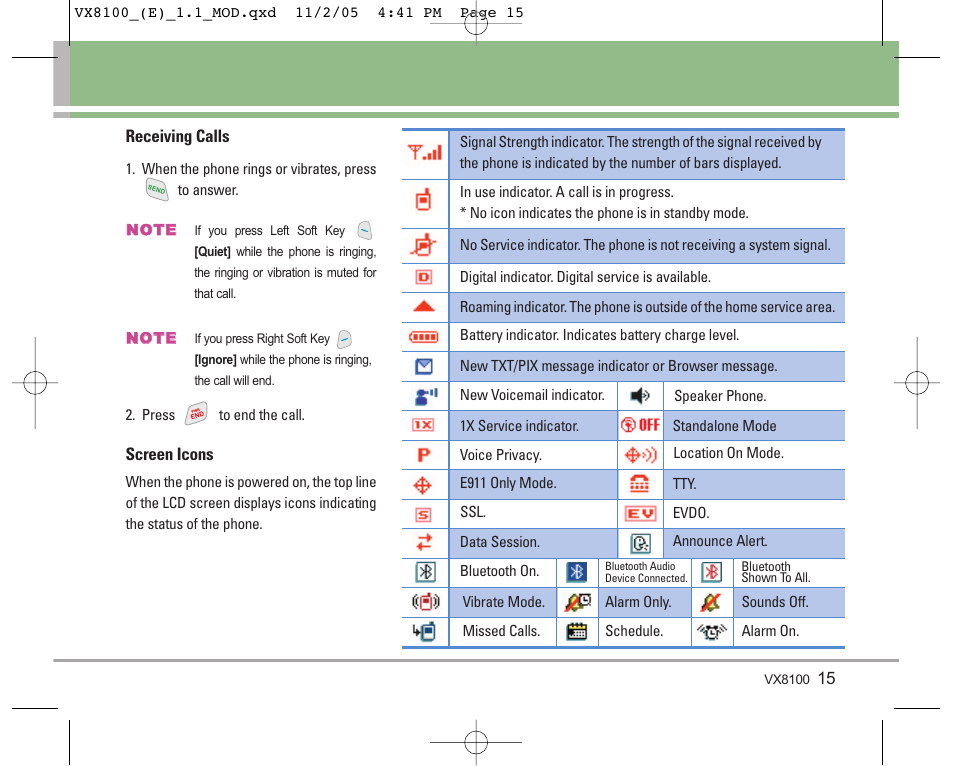 LG VX8100 User Manual | Page 16 / 102