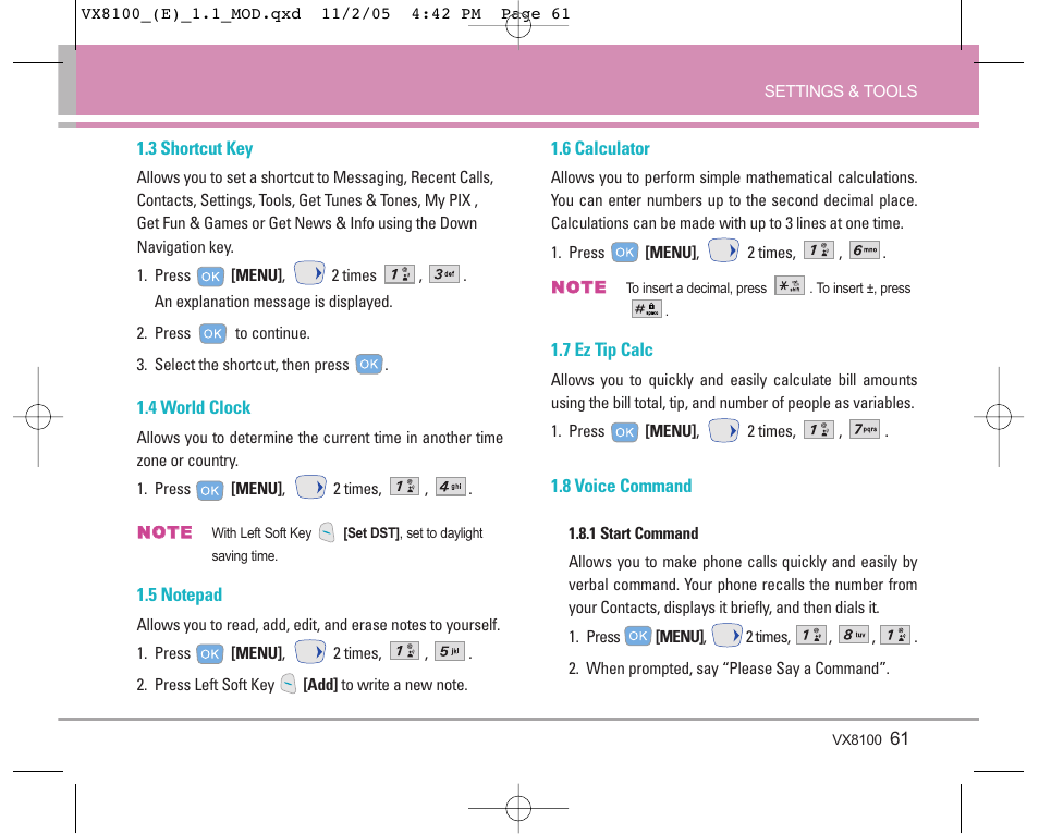 LG VX8100 User Manual | Page 62 / 102