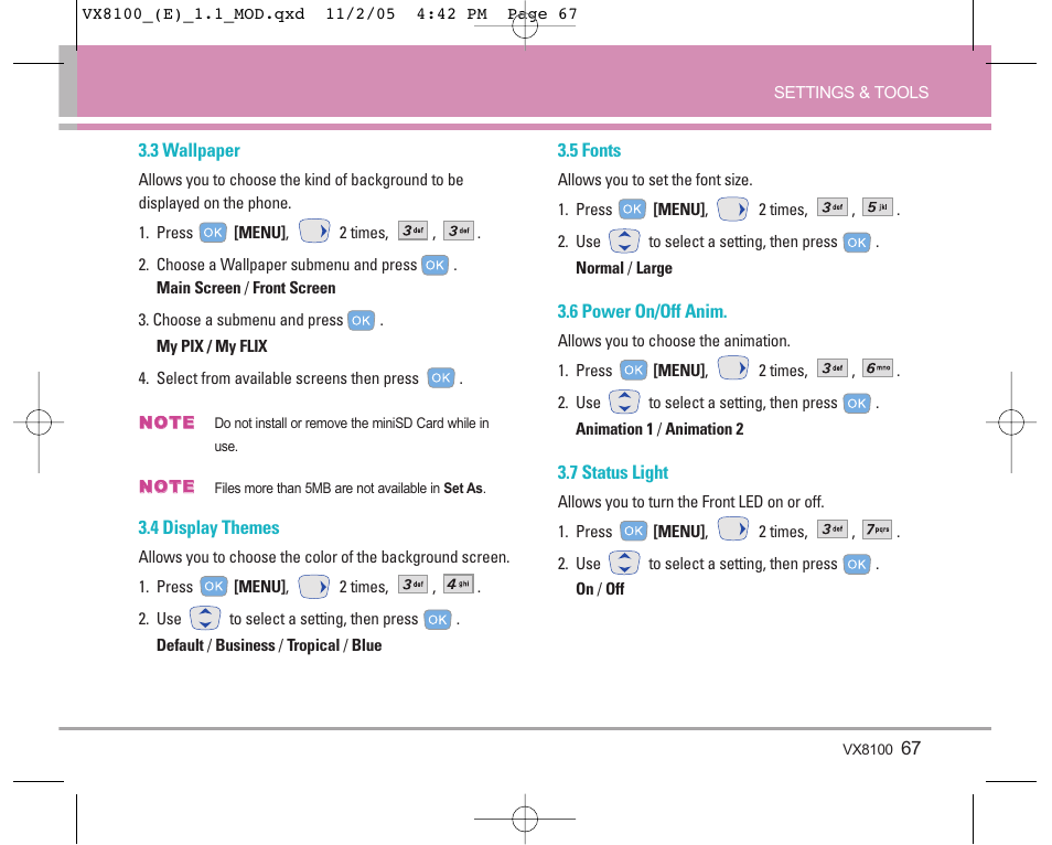 LG VX8100 User Manual | Page 68 / 102