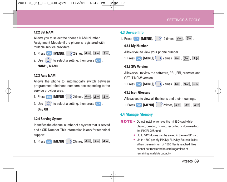 LG VX8100 User Manual | Page 70 / 102