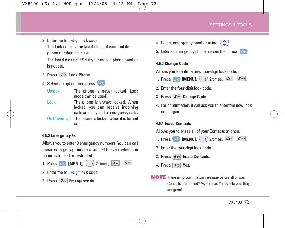 LG VX8100 User Manual | Page 74 / 102