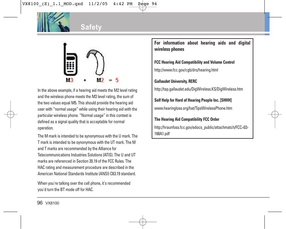 Safety | LG VX8100 User Manual | Page 97 / 102