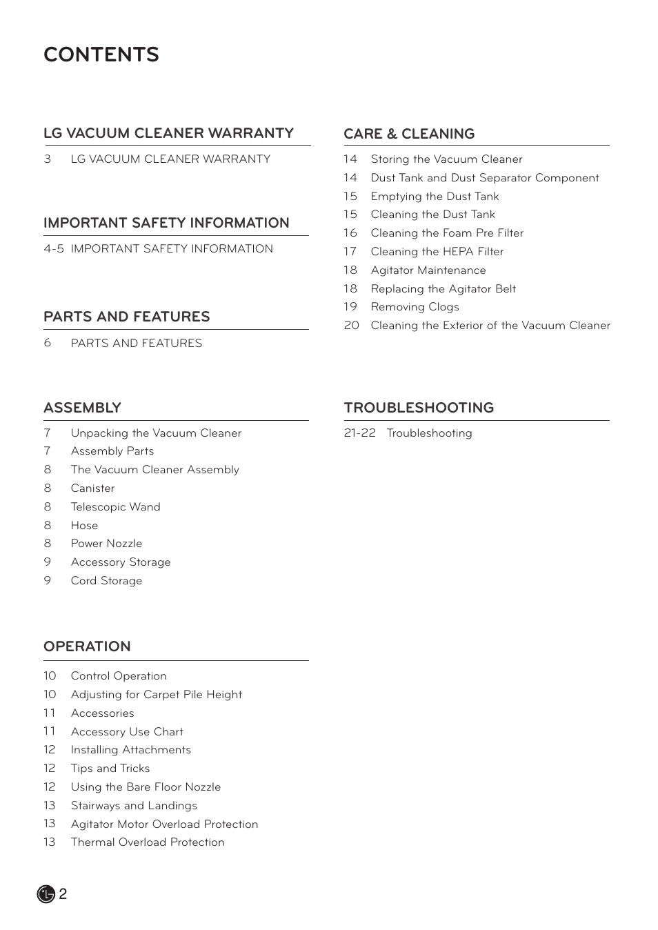 LG LCV900B User Manual | Page 2 / 67