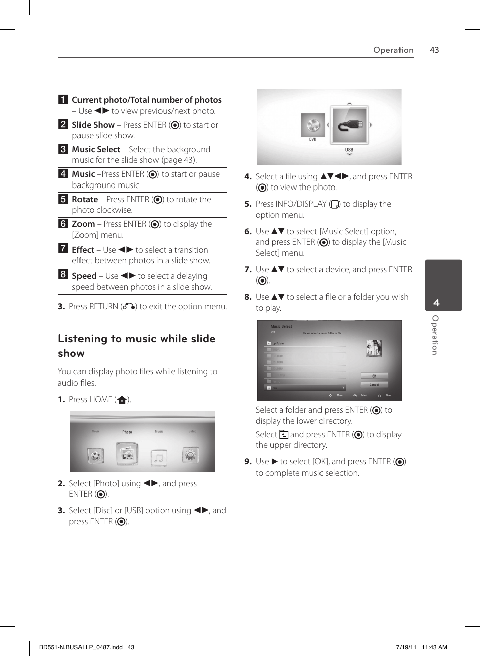 Listening to music while slide show | LG BD611 User Manual | Page 43 / 64