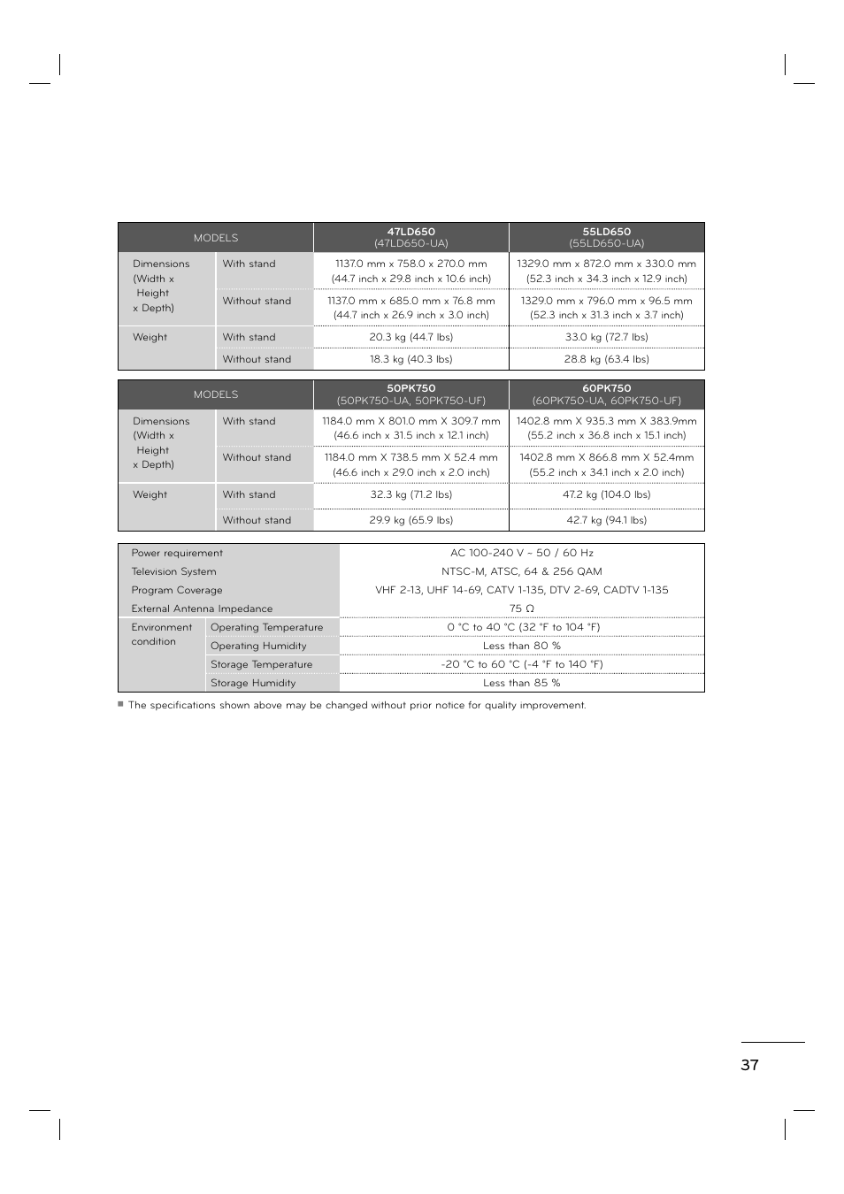 LG 55LE5400 User Manual | Page 37 / 39