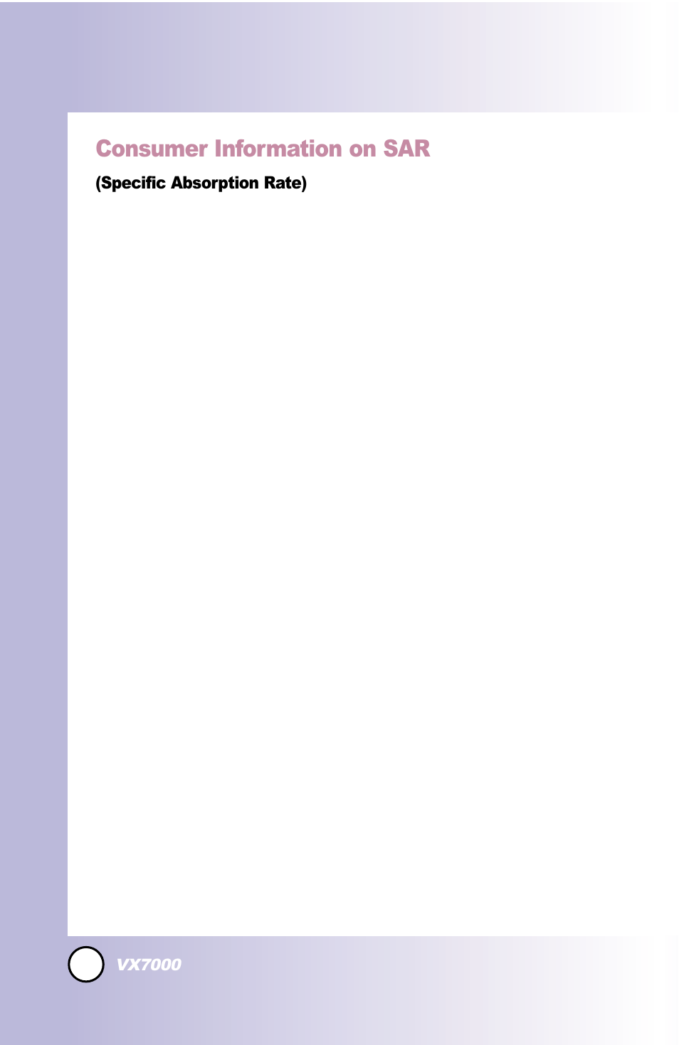 Safety, Consumer information on sar | LG LGVX7000 User Manual | Page 115 / 124