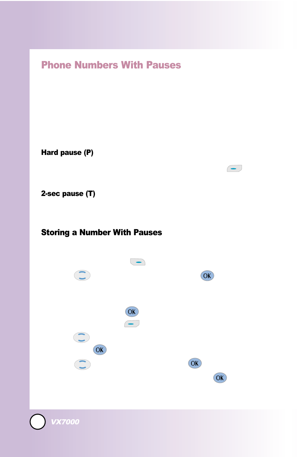 Contacts in y, Phone numbers with pauses | LG LGVX7000 User Manual | Page 39 / 124