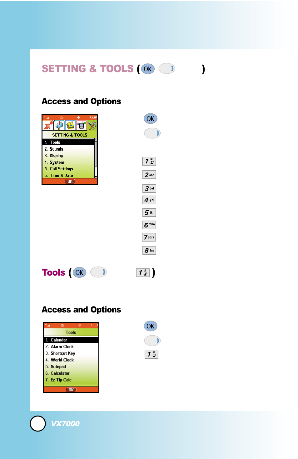 Using phone menus, Setting & tools | LG LGVX7000 User Manual | Page 51 / 124